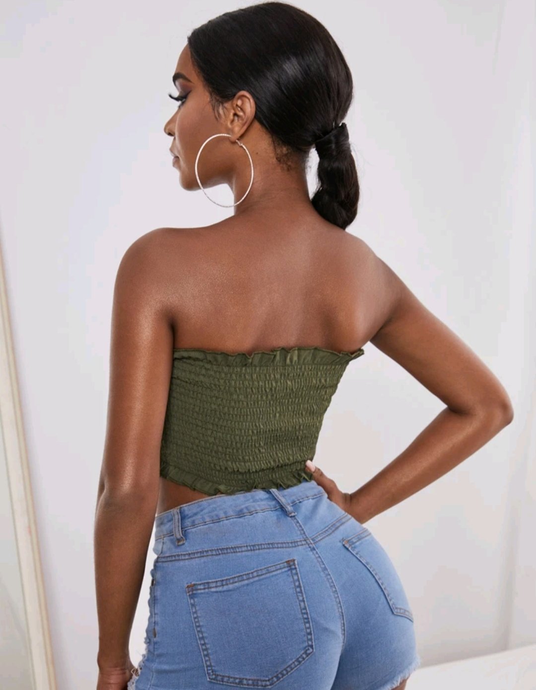 SHEIN SXY Shirred Frill Trim Bandeau Top - Image 5