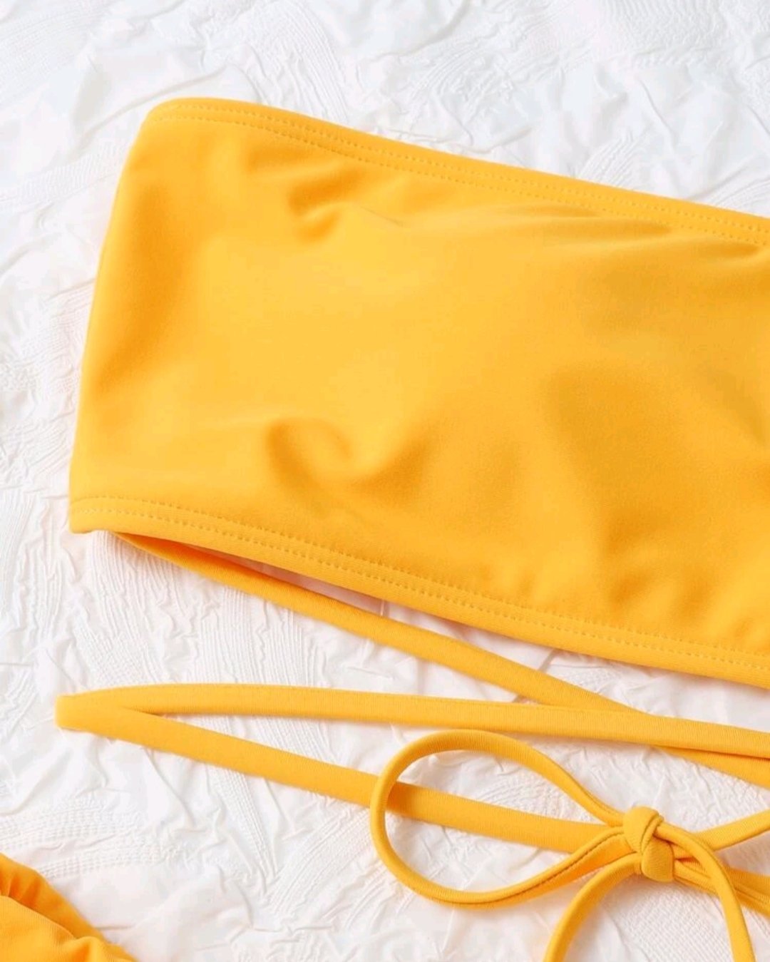 Ruffle Trim Bandeau High Waisted Bikini Swimsuit - Image 4