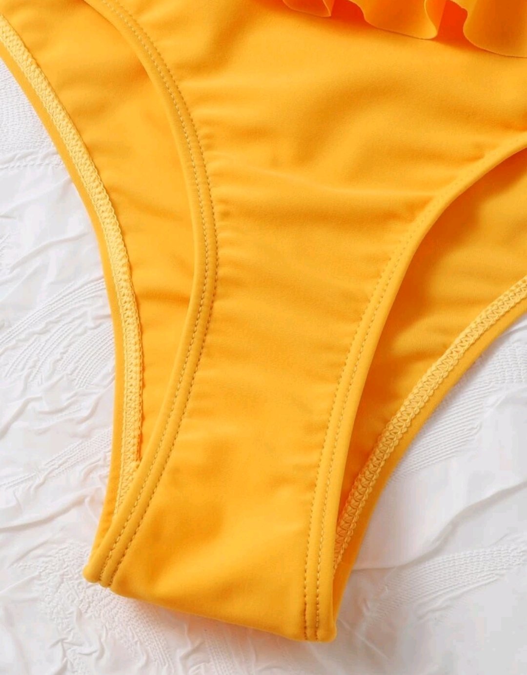 Ruffle Trim Bandeau High Waisted Bikini Swimsuit - Image 3