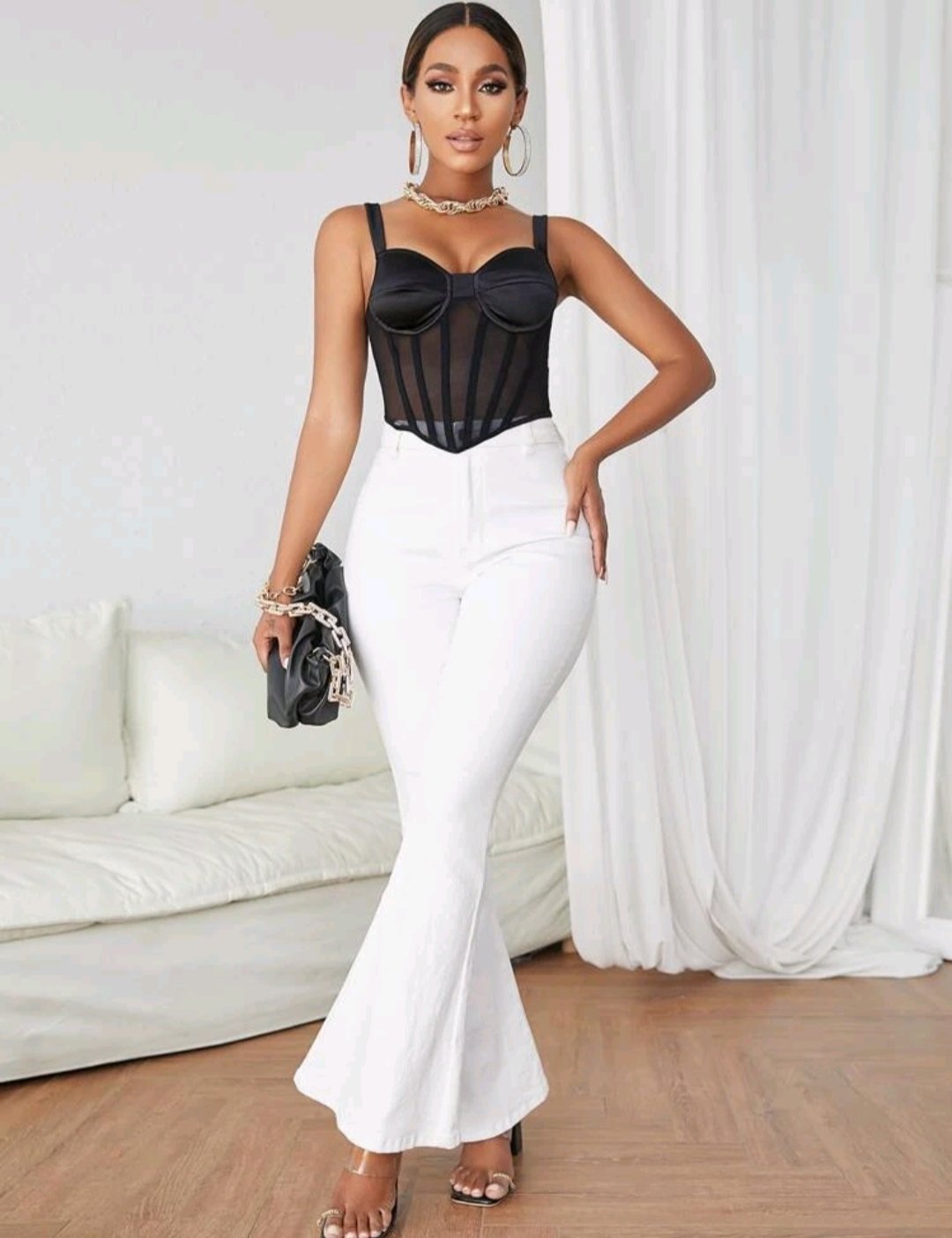 Mesh Panel Bustier Cami Top - Image 4