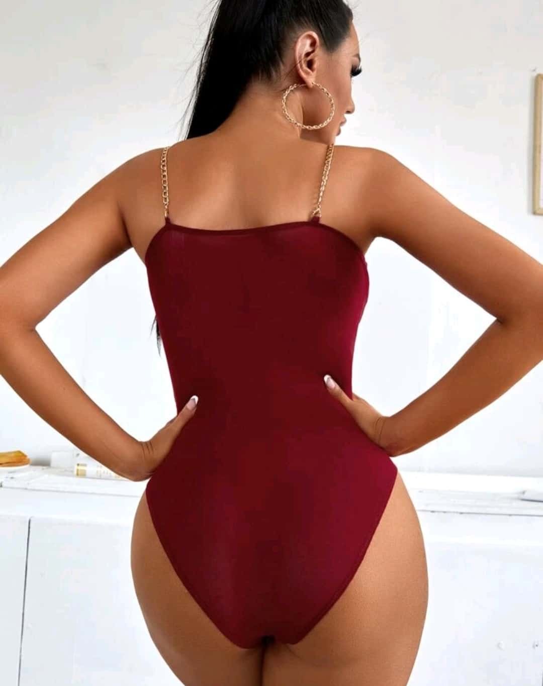 Bustier Contrast Mesh Cami Bodysuit - Image 5