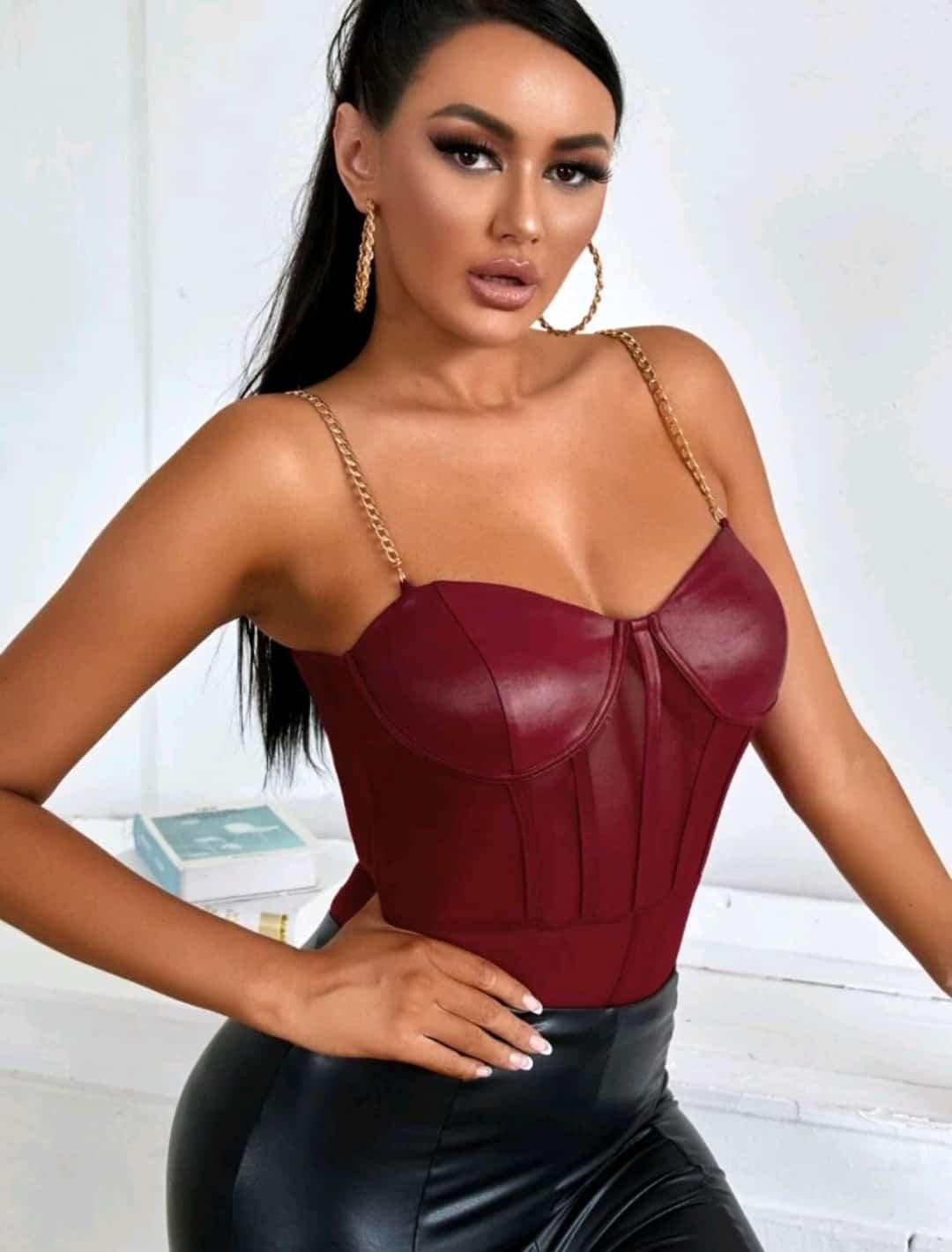 Bustier Contrast Mesh Cami Bodysuit - Image 2