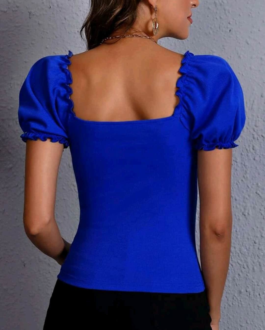 SHEIN Frill Trim Puff Sleeve Tee - Image 5