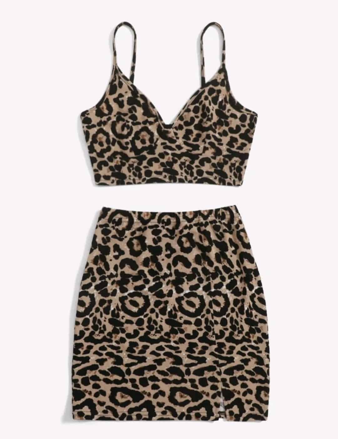 Cheetah Print Crop Cami Top & Skirt - Image 4