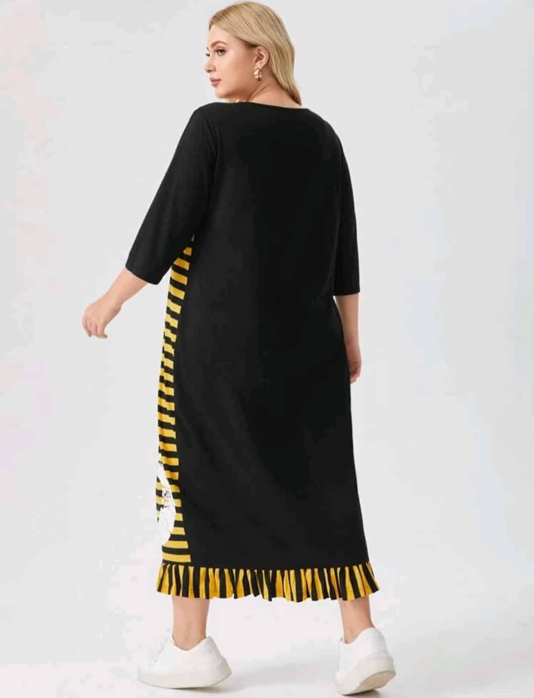 SHEIN Plus Letter Graphic Striped Smock Dress - Image 4