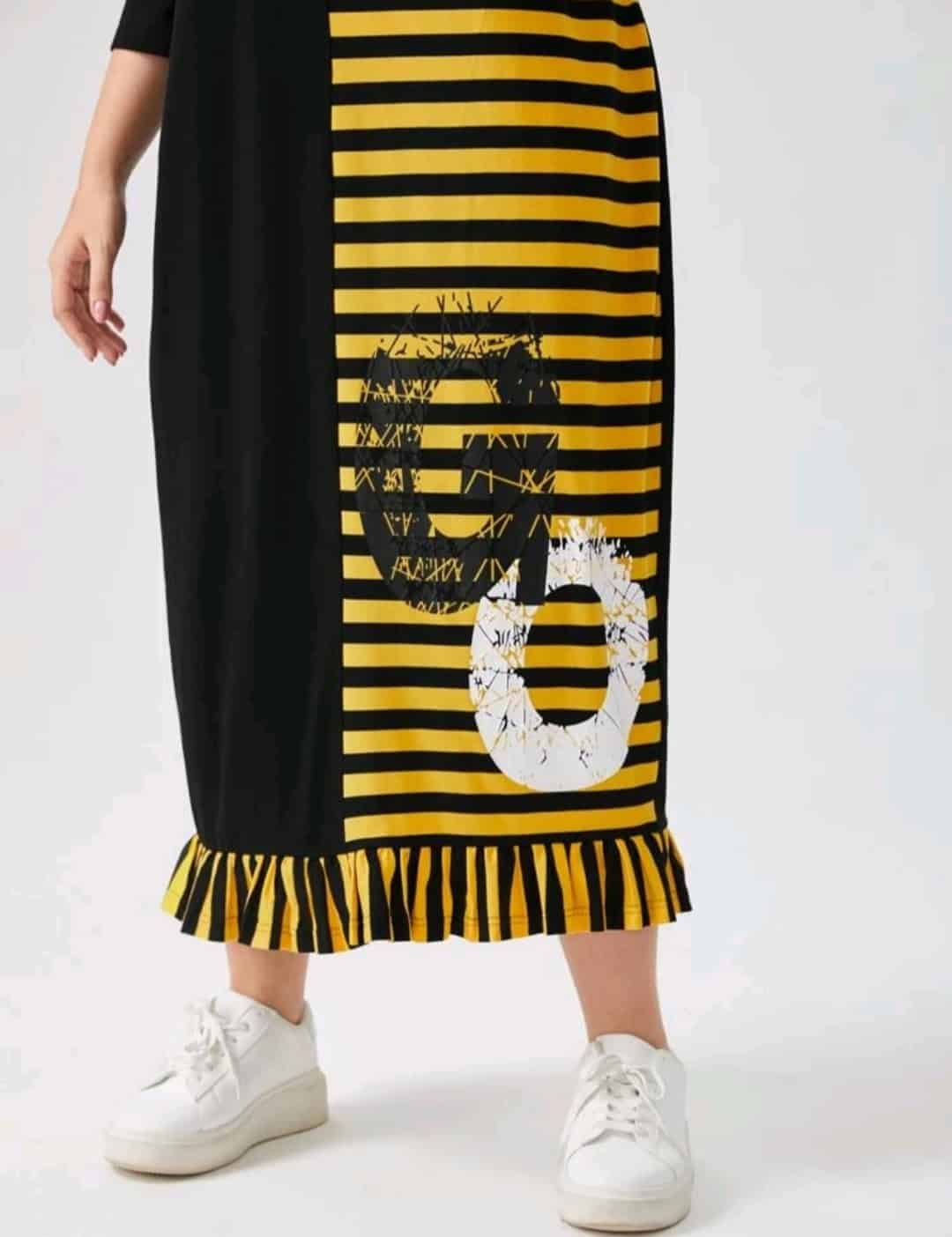 SHEIN Plus Letter Graphic Striped Smock Dress - Image 5