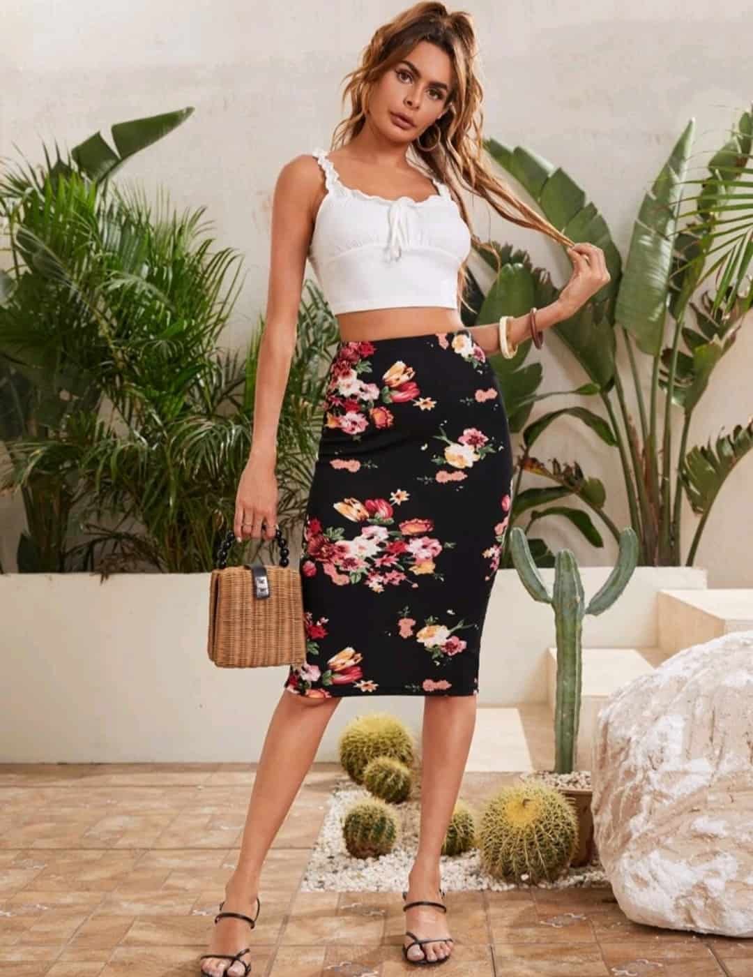SHEIN Floral Print Pencil Skirt - Image 2
