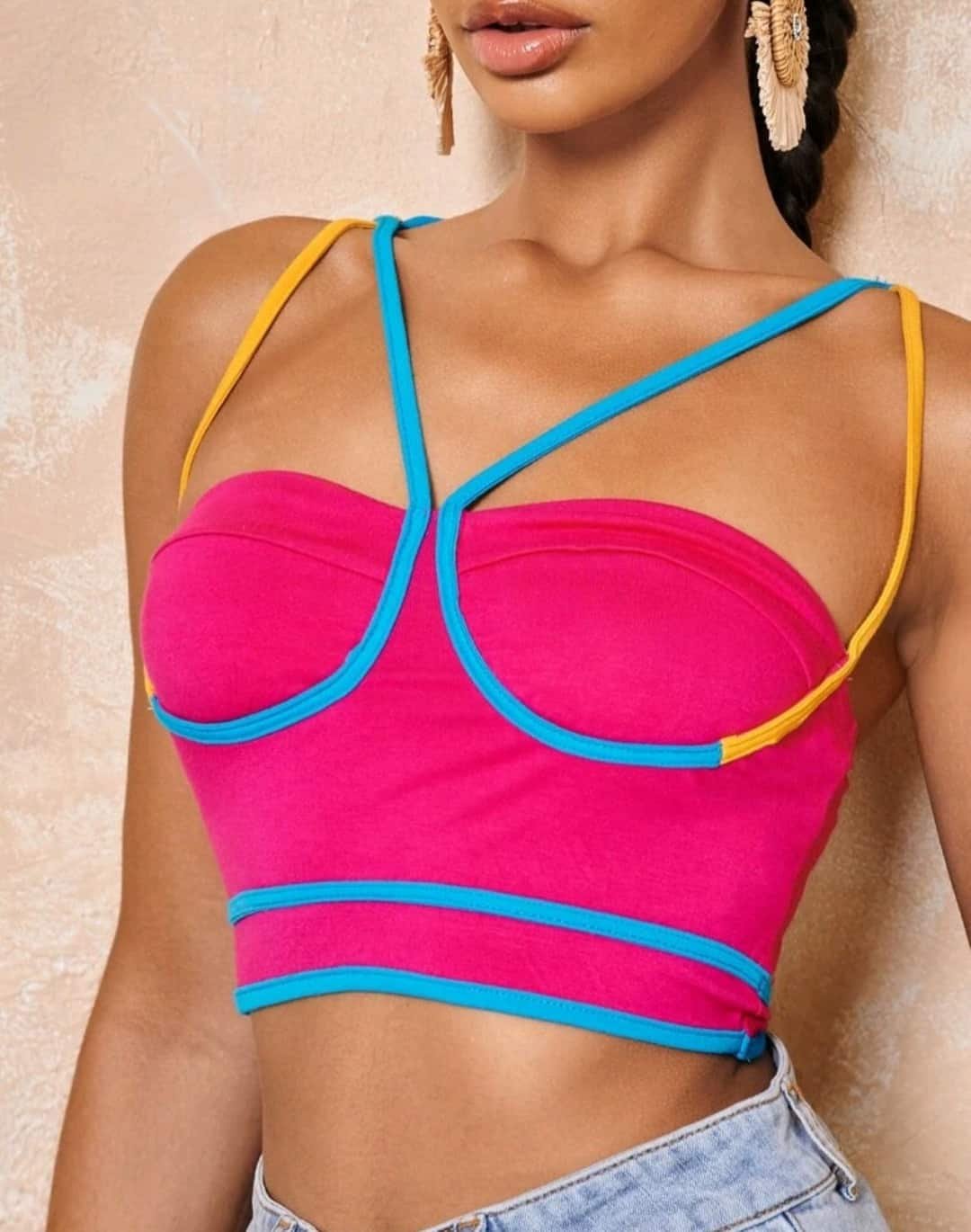 SHEIN Contrast Piping Tie Back Crop Cami Top - Image 3