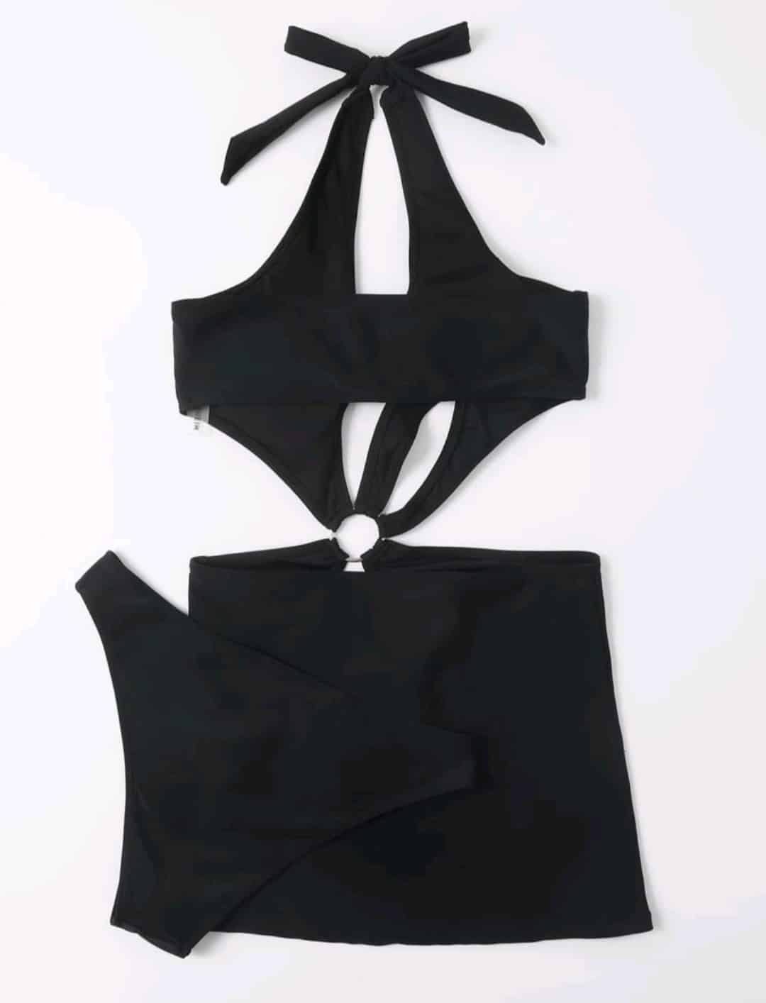 Cut Out Ring Linked Halter Bikini Swimsuit - Image 5