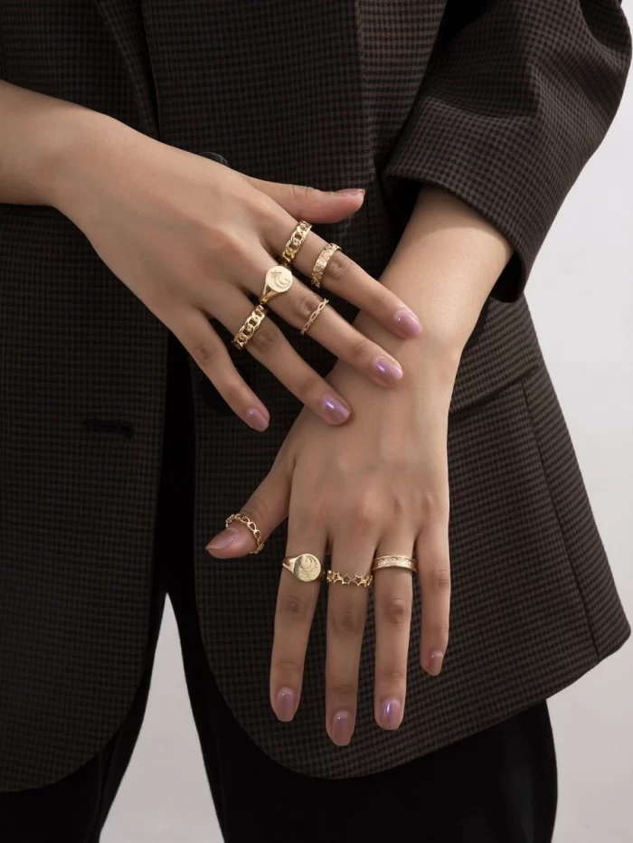 9pcs Hollow Out Ring