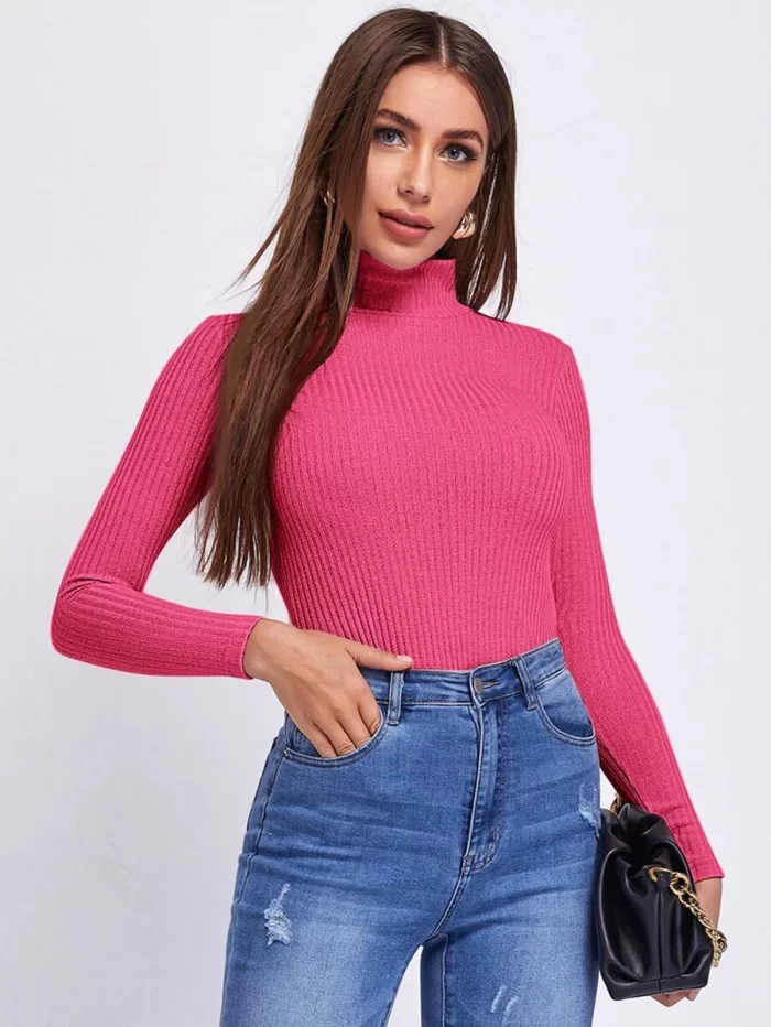 SHEIN Solid Rib-knit Tee