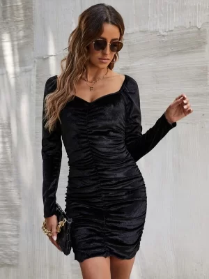 Sweetheart Neck Ruched Bodycon Dress