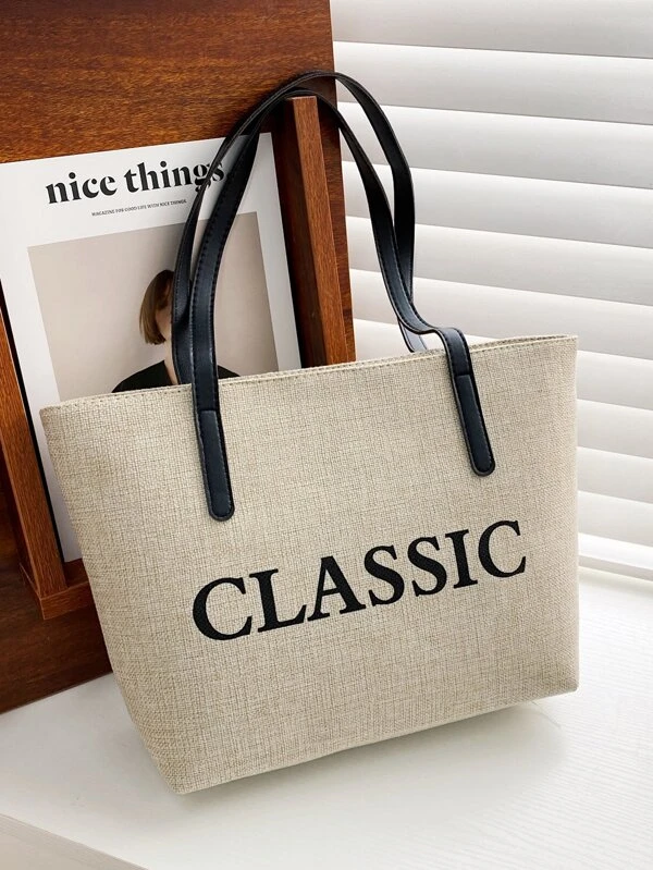 Letter Graphic Tote Bag ⋆ Women's Store