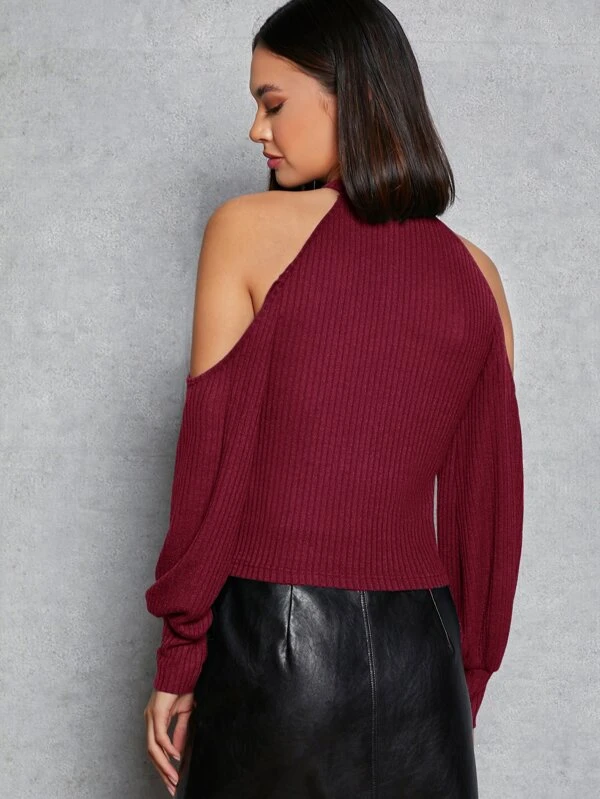SHEIN Cold Shoulder Rib-knit Tee - Image 2
