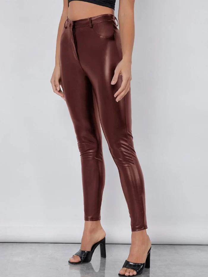 SHEIN High Waist PU Leather Skinny Pants