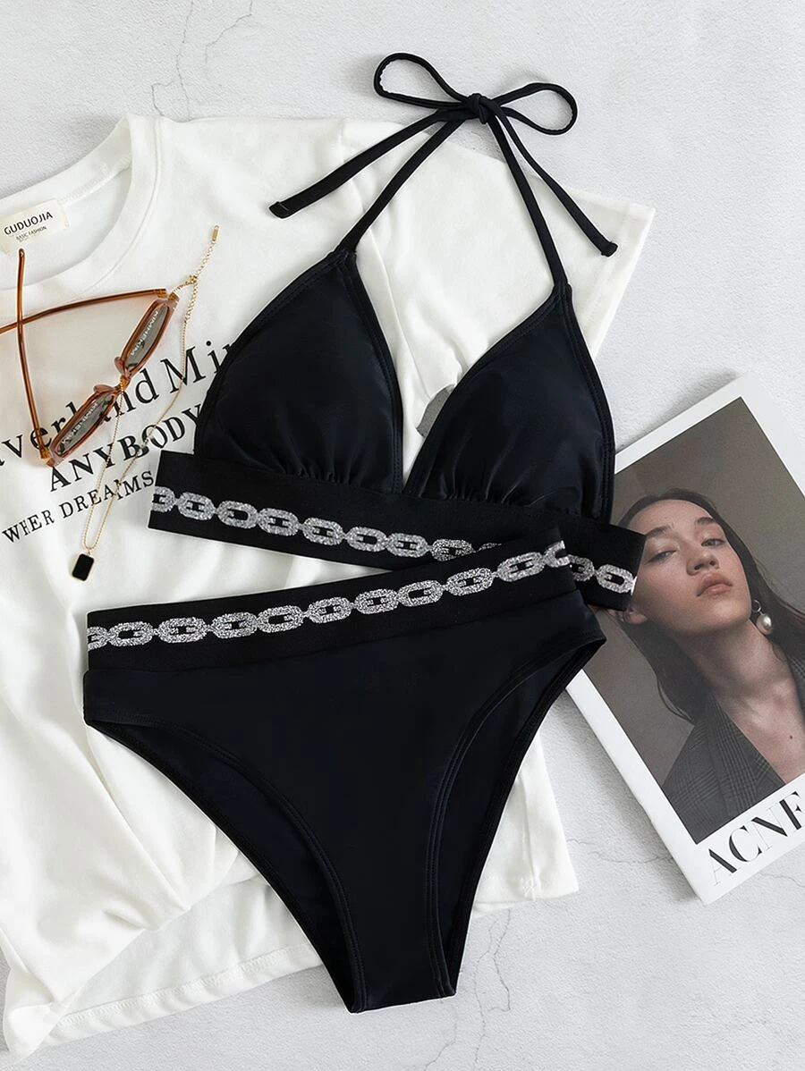 Halter High Waisted Bikini Swimsuit - Image 3