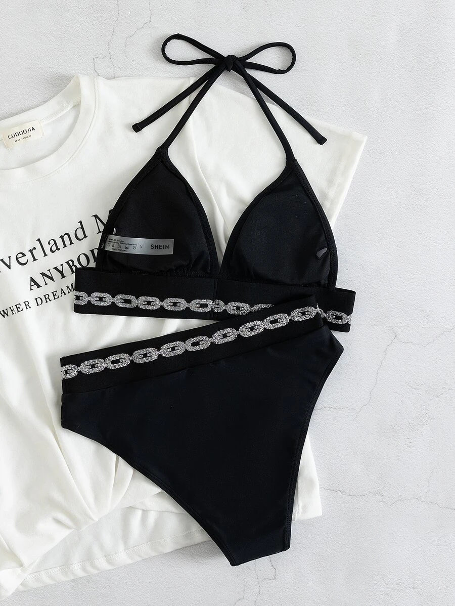 Halter High Waisted Bikini Swimsuit - Image 4