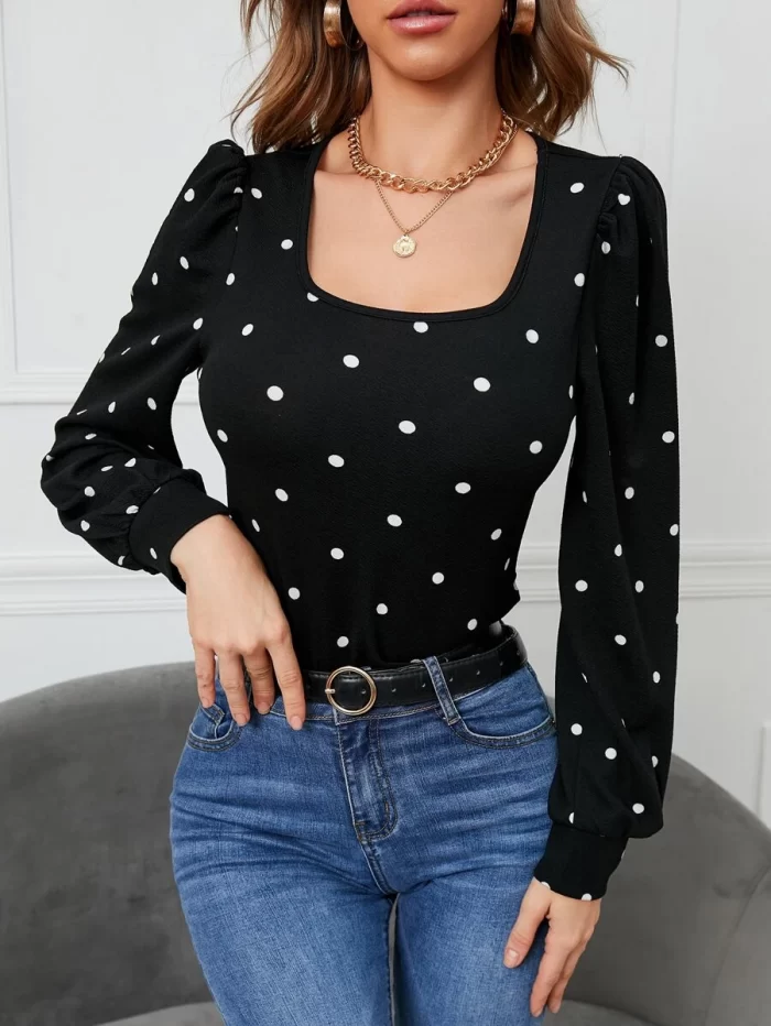Polka Dot Puff Sleeve Tee