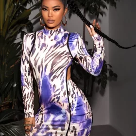 Soft & Lightweight Allover Print Cut Out Bodycon Dress