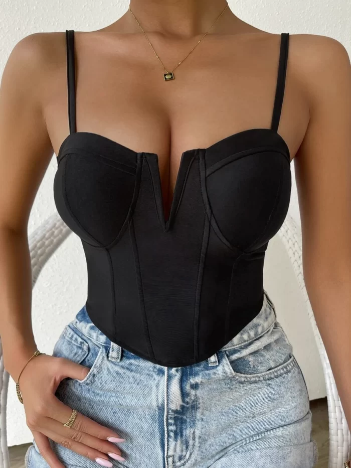 Asymmetric Hem V-bar Cami Top