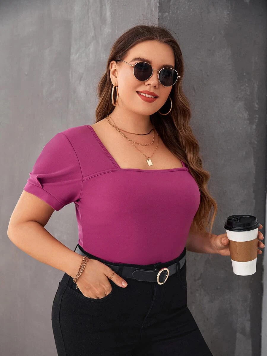 Plus Square Neck Slim Fit Tee