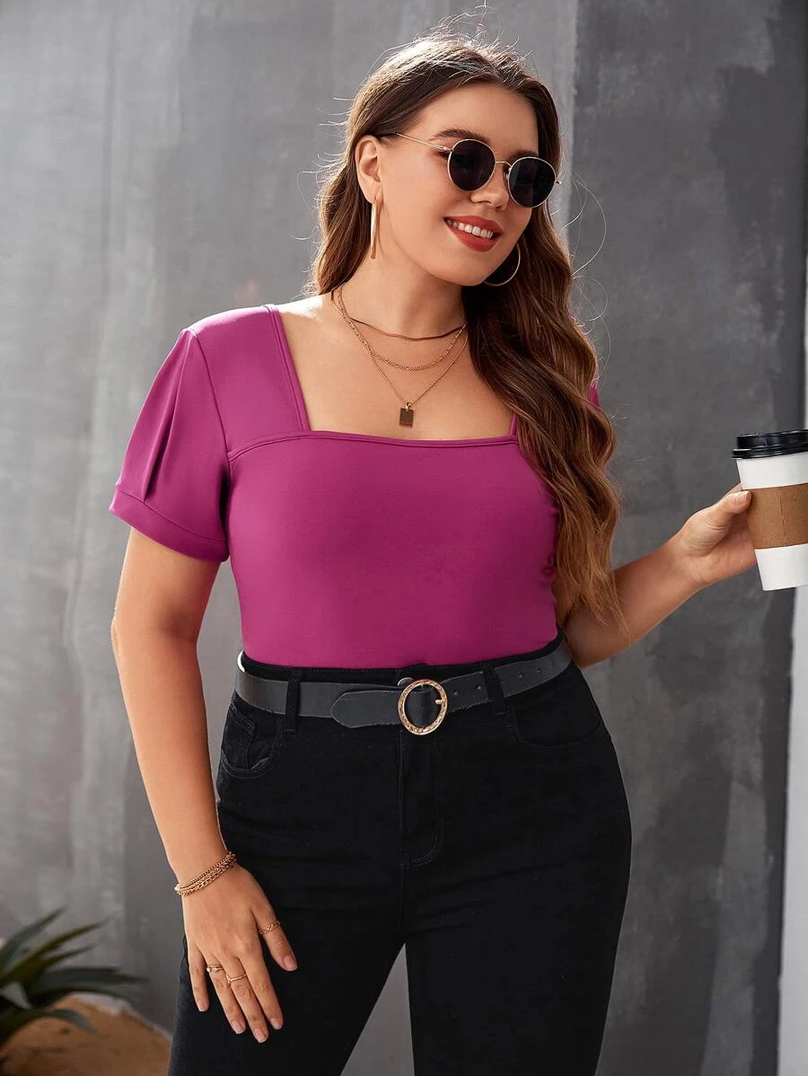 Plus Square Neck Slim Fit Tee - Image 3