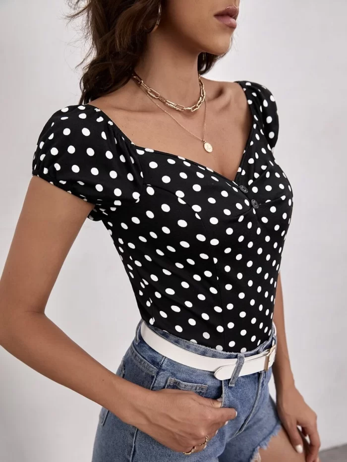 SHEIN Sweetheart Polka Dot Print Tee