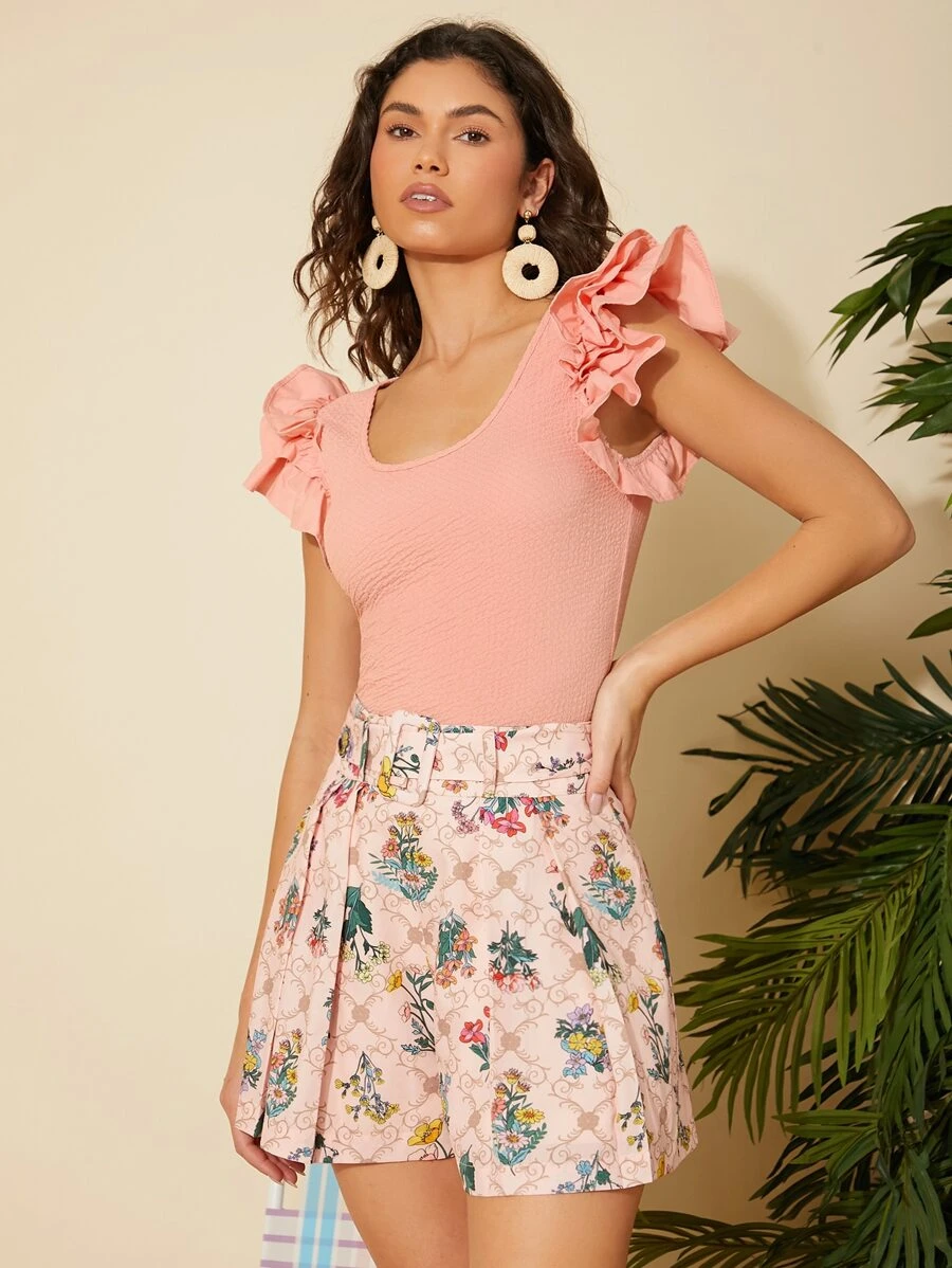 SHEIN Textured Ruffle Trim Top - Image 4