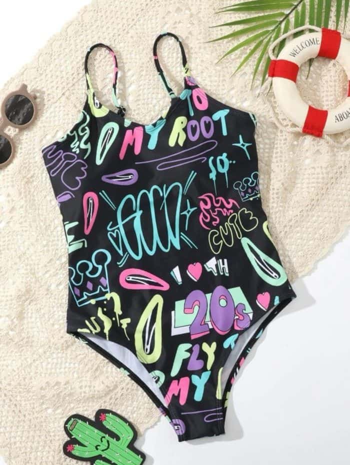 Letter Graphic One Piece Swimsuit