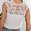 Contrast Guipure Lace Notched Neck Tank Top ⋆ Women's Store