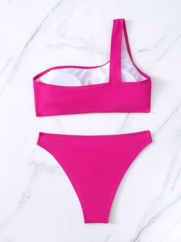 Rhinestone One Shoulder Bikini Swimsuit - Image 5