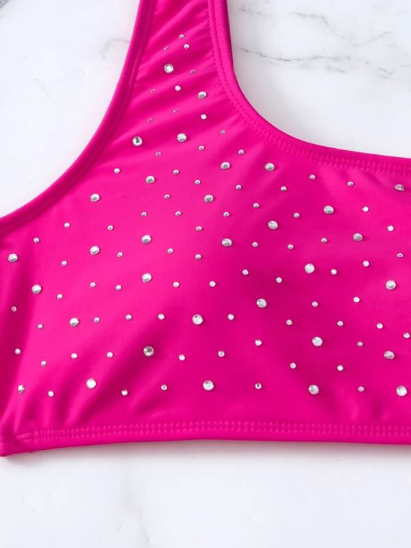 Rhinestone One Shoulder Bikini Swimsuit - Image 6