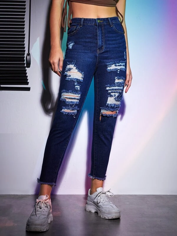 Ripped raw sale hem jeans