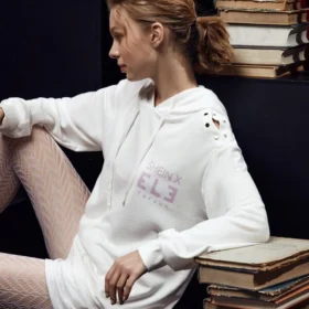 SHEIN X ELEFERSAN Letter Graphic Press Button Hoodie