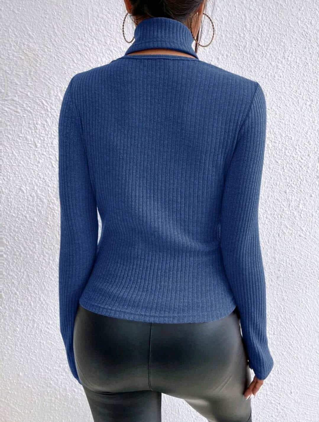 Cut Out Mock Neck Tee - Image 3