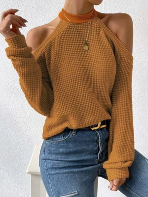 Solid Cold Shoulder Sweatshirt