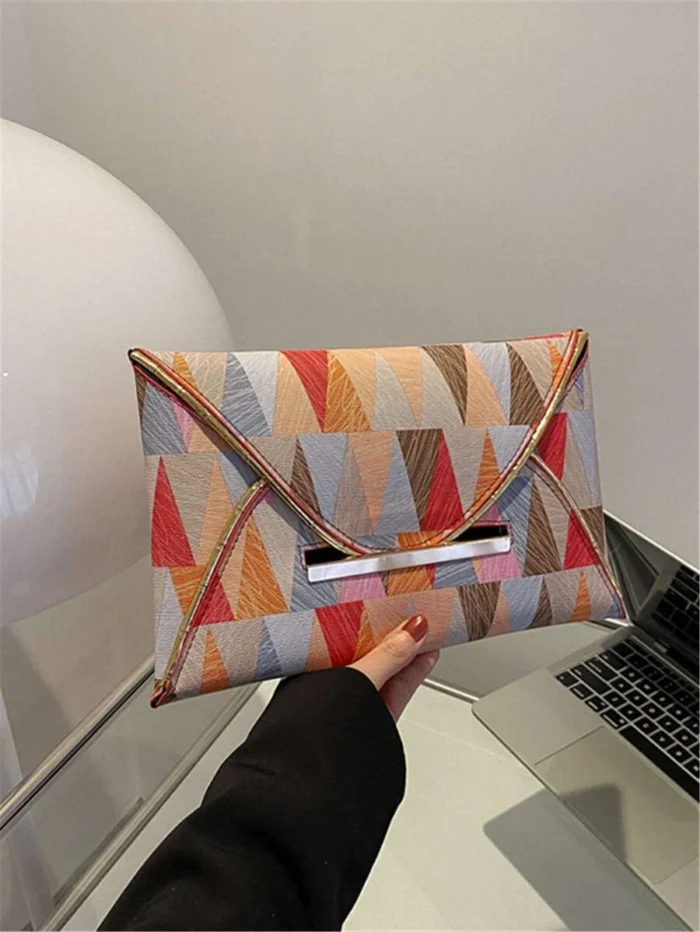Colorblock Geometric Pattern Contrast Binding Square Bag