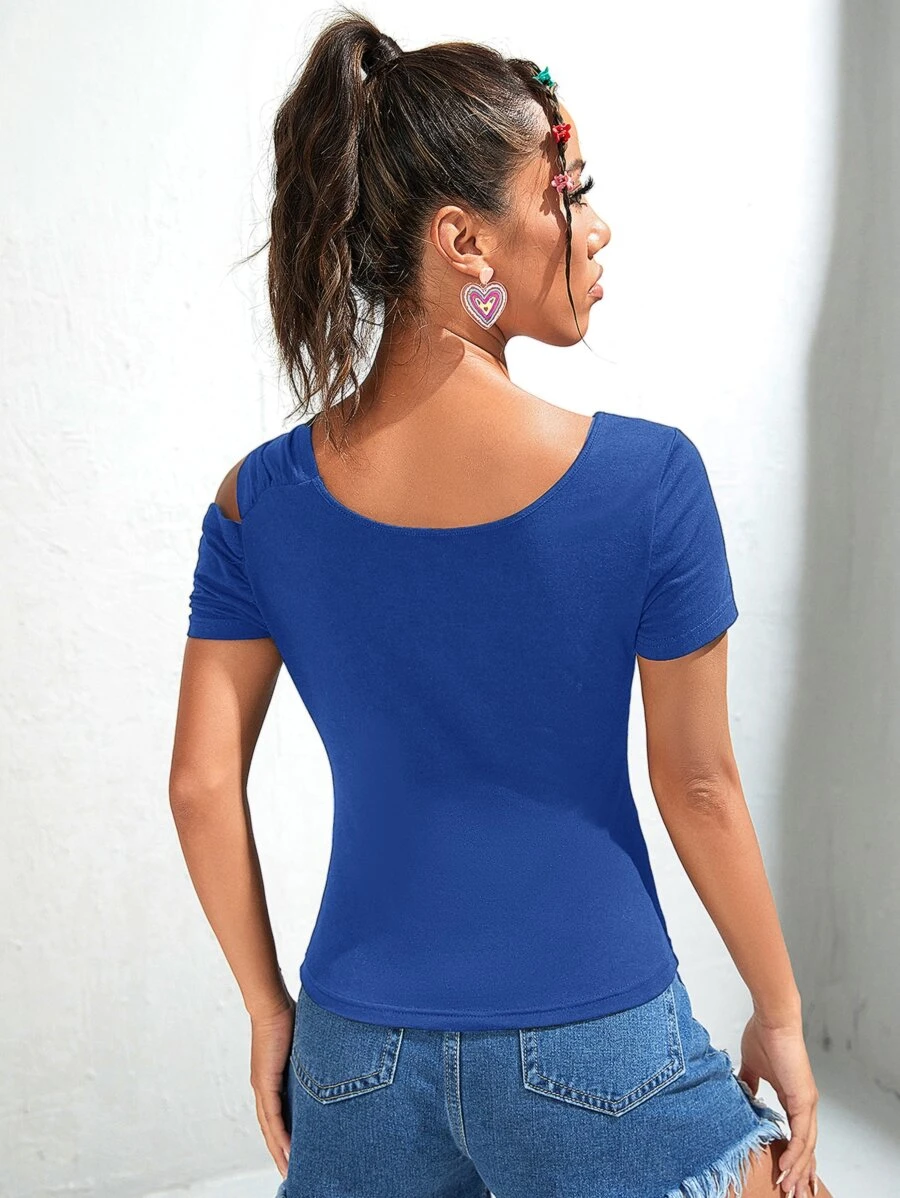SHEIN Unity Twist Asymmetrical Neck Solid Tee - Image 3