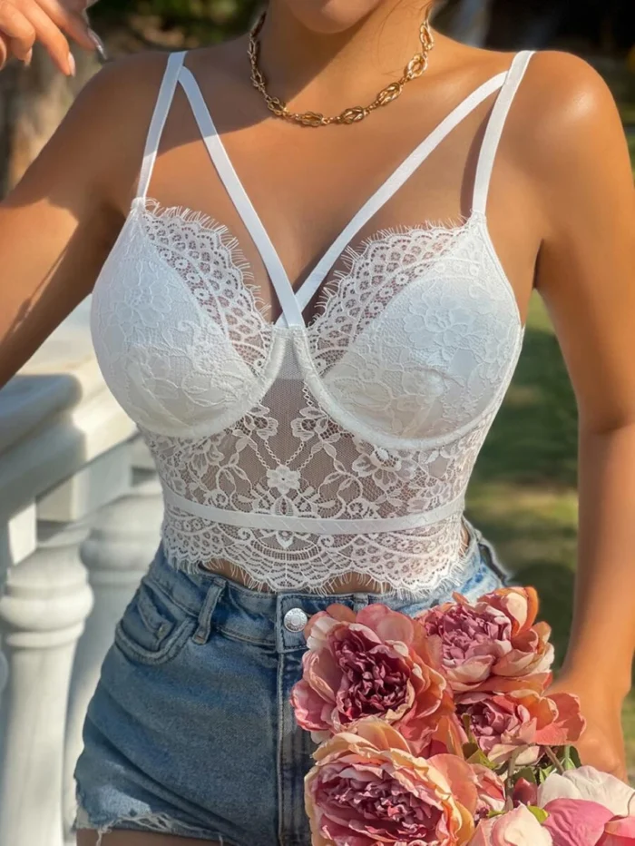 Lace Bustier Crop Cami Top