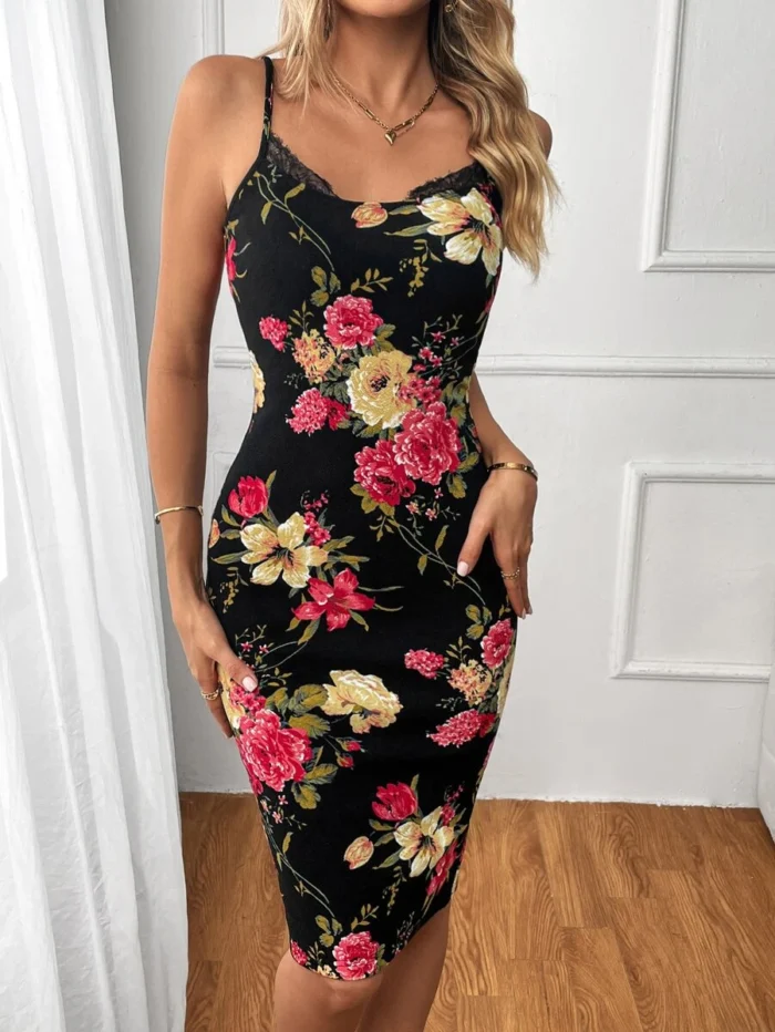 SHEIN Unity Floral Print Cami Bodycon Dress