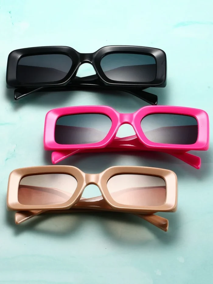 3pairs Women Square Frame Casual Sunglasses, For Daily Life