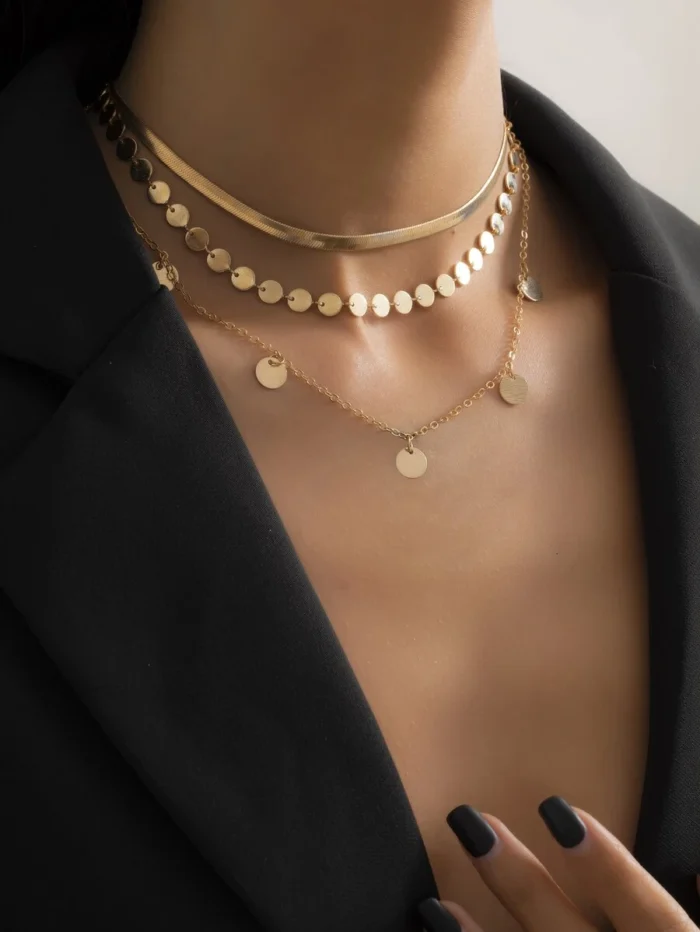 3pcs Disc Charm Necklace