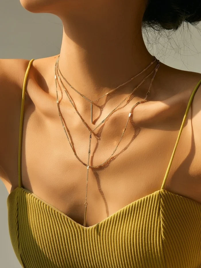 Minimalist Layered Y Lariat Necklace