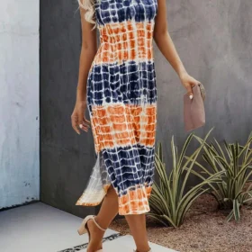 Tie Dye Split Thigh Tank Dress