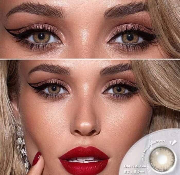1 Pair Of Enlarging And Color Contact Lenses, Annual Use, Natural Clear, Brown