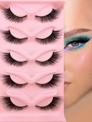 5 Pairs Full False Lashes Cat Eye Look 15mm Tail Elongated Eyelashes Fluffy Volumized Eyelashes