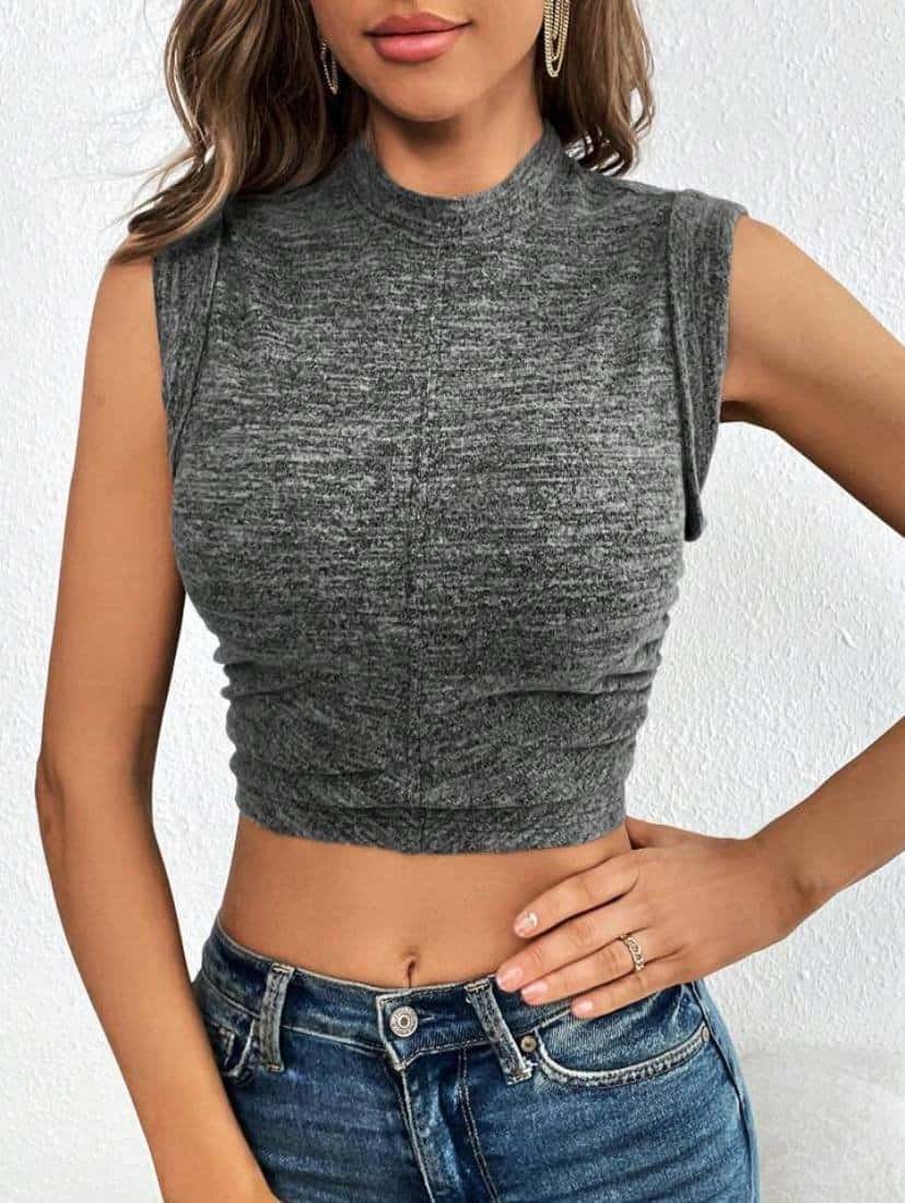 SHEIN Essnce Mock Neck Crop Tank Top ⋆ Women's Store