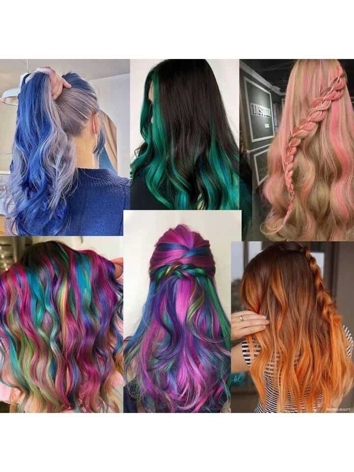 5 Pcs Colored Hair Extensions Party Highlights, Curly Wavy Grey - Image 3