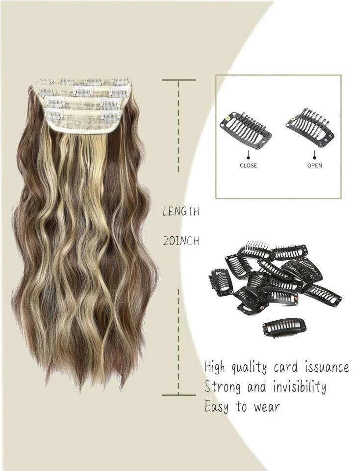 Four-piece wig 20-inch clip hair curly hair four Piano Color - Image 3