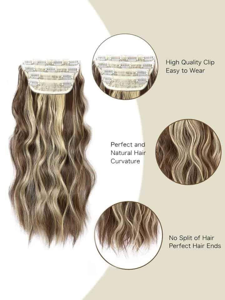 Four-piece wig 20-inch clip hair curly hair four Piano Color - Image 5